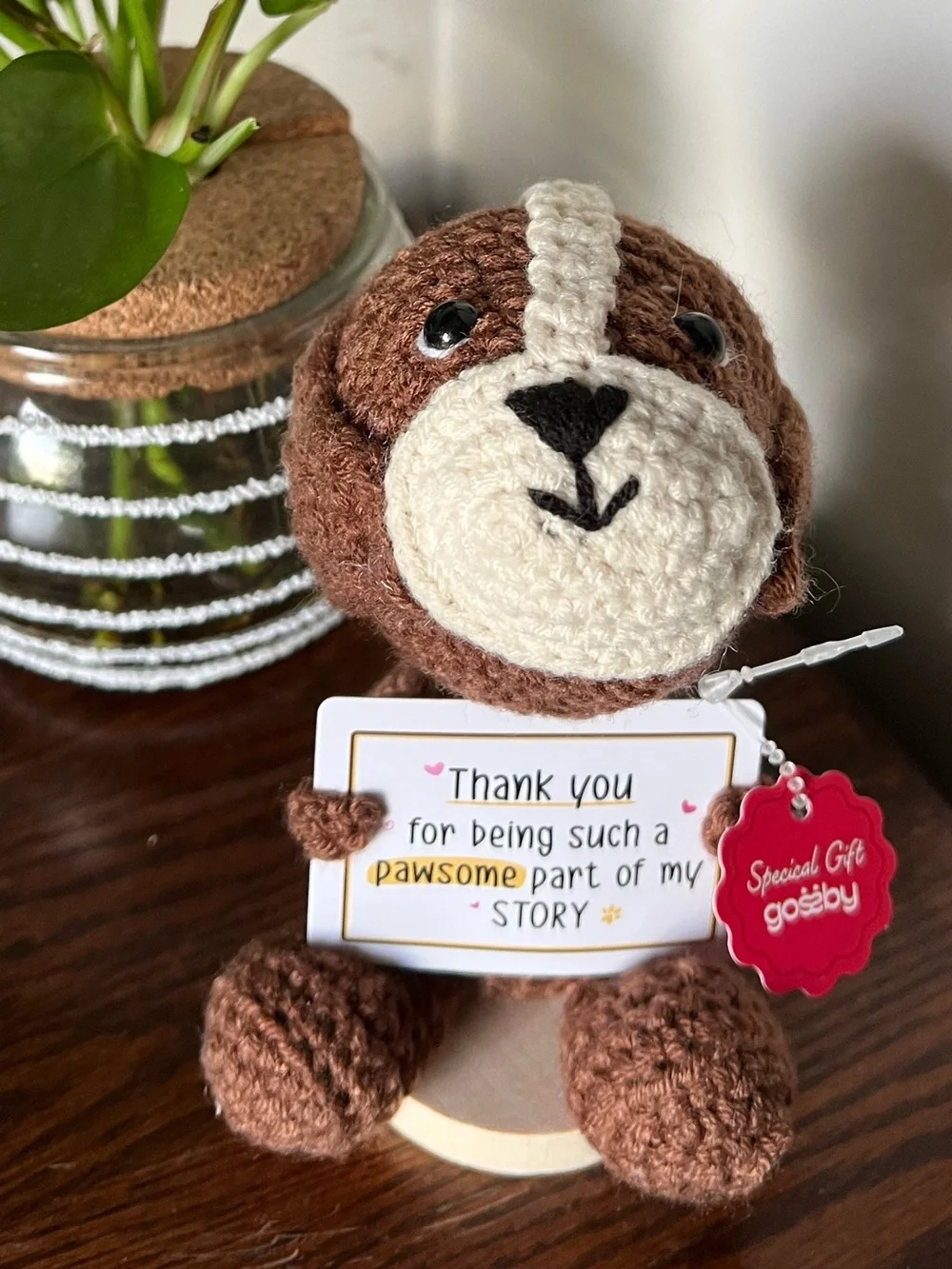 GOSSBY CROCHET DOG POSITIVE MEANINGFUL MESSAGE GIFT NEW IN BOX - Picture 2 of 10